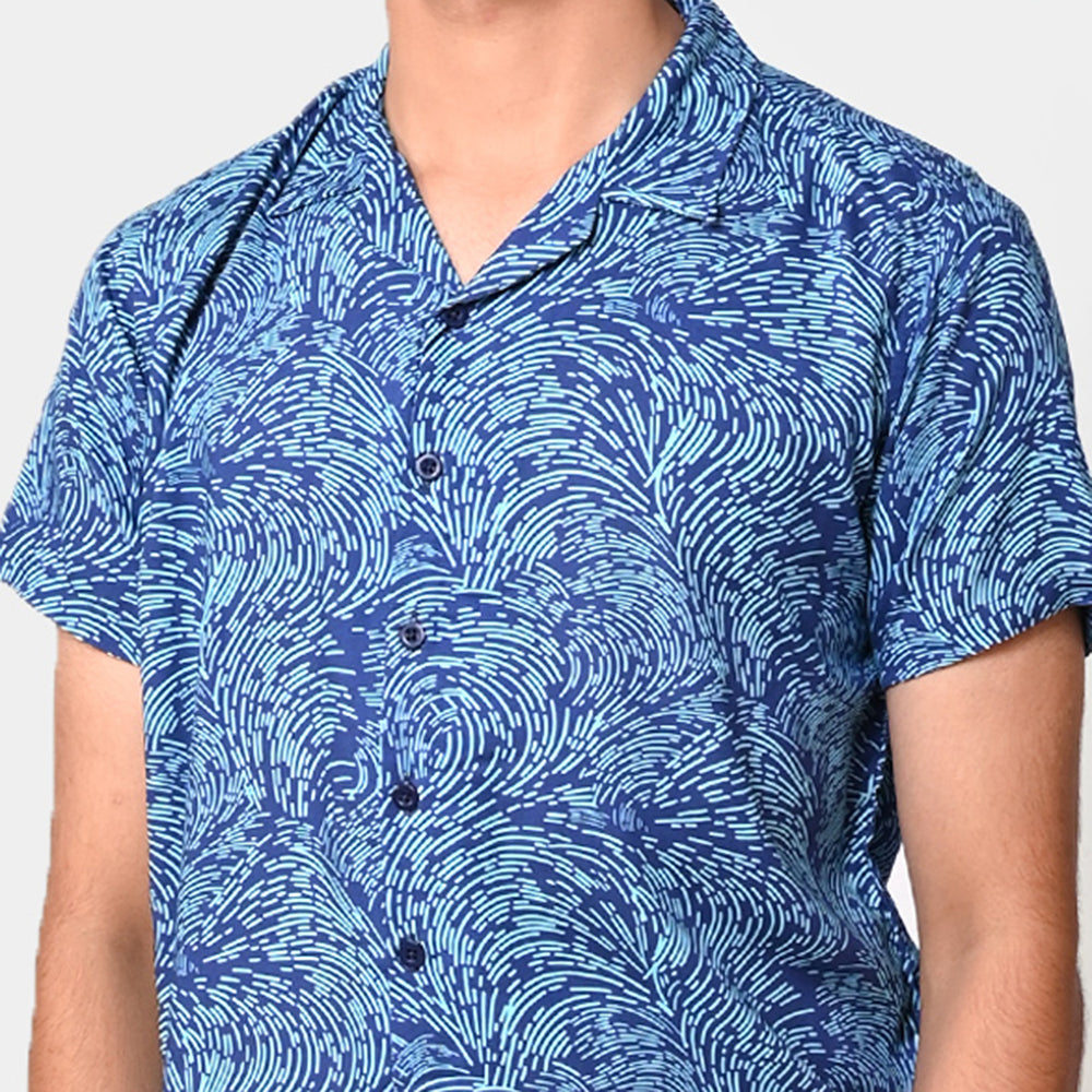 Teens Boys Cotton Casual Shirt Illusion - Royal Blue