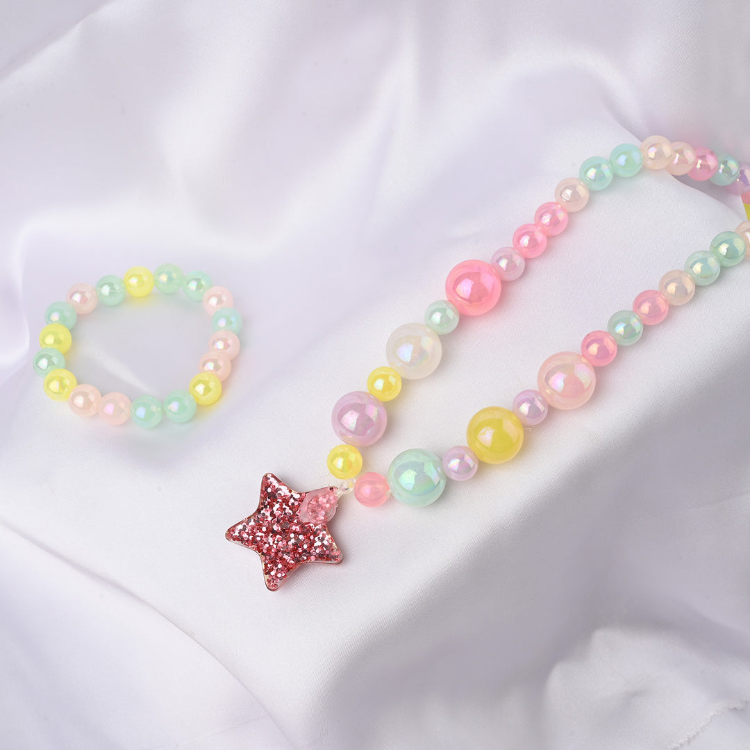 GIRLS CHARM BEADED NECKLACE & BRACELET
