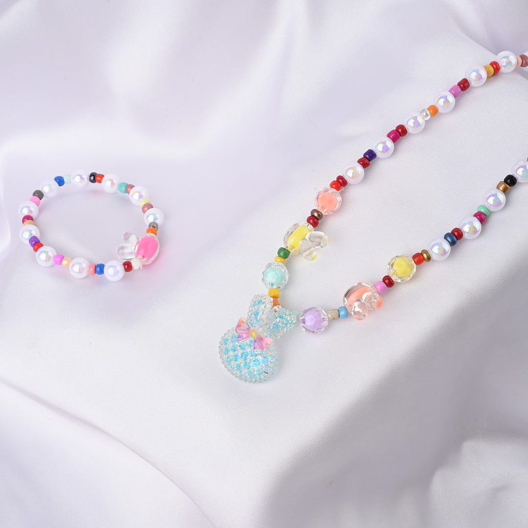 GIRLS CHARM BEADED NECKLACE & BRACELET