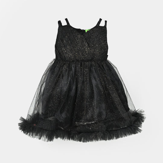 Infant Girls Net Fancy Frock Shimmer-BLACK