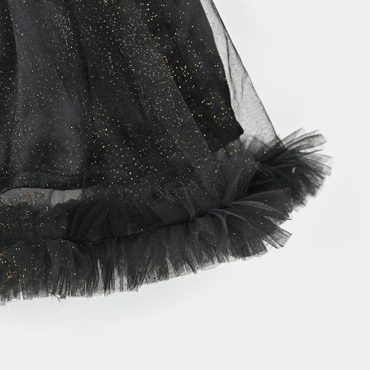Infant Girls Net Fancy Frock Shimmer-BLACK