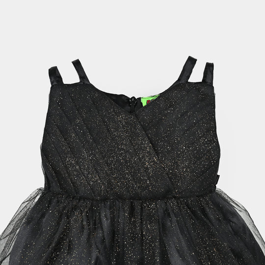 Infant Girls Net Fancy Frock Shimmer-BLACK