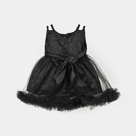 Infant Girls Net Fancy Frock Shimmer-BLACK
