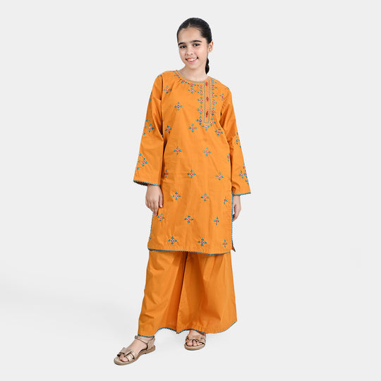 Girls Cotton Poplin Emb 2 Pcs Maya-C.Yellow