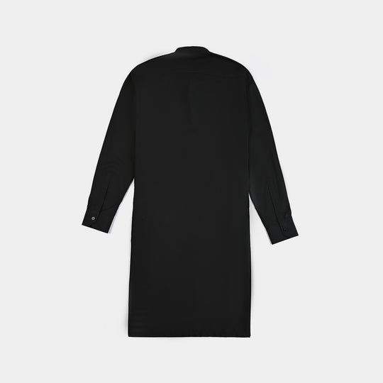 Teen Boys Poly Viscose Kurta Shalwar-BLACK