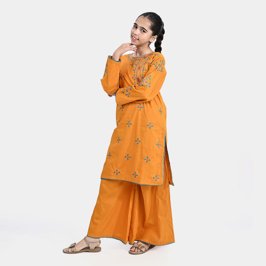 Girls Cotton Poplin Emb 2 Pcs Maya-C.Yellow