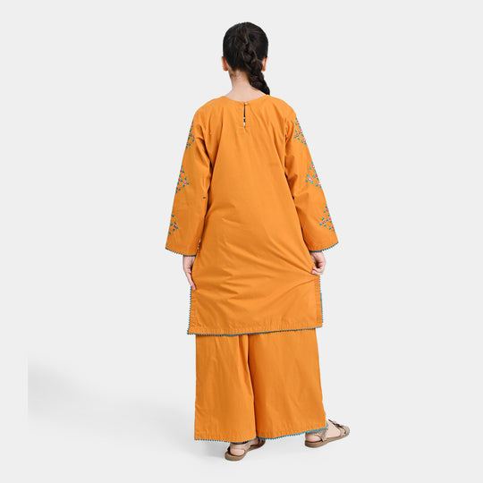 Girls Cotton Poplin Emb 2 Pcs Maya-C.Yellow
