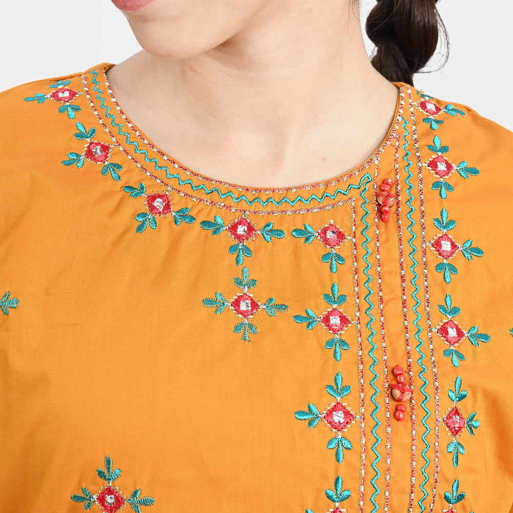 Girls Cotton Poplin Emb 2 Pcs Maya-C.Yellow