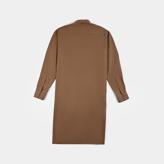 Teen Boys Poly Viscose Kurta Shalwar-BROWN