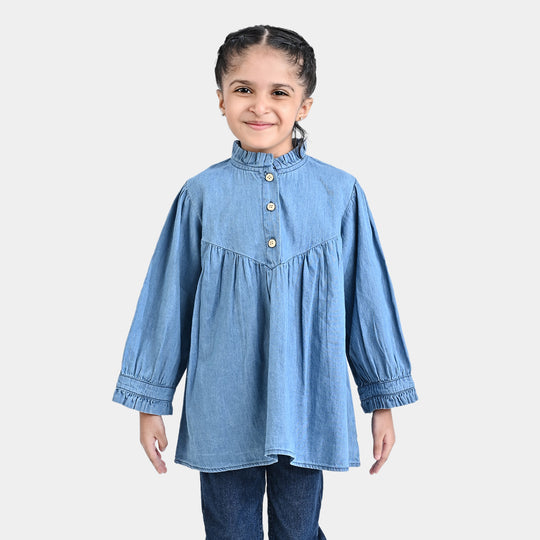 Girls Tensile (Light Denim) Casual Top Tulips-Blue