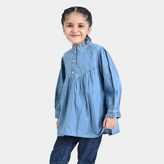 Girls Tensile (Light Denim) Casual Top Tulips-Blue