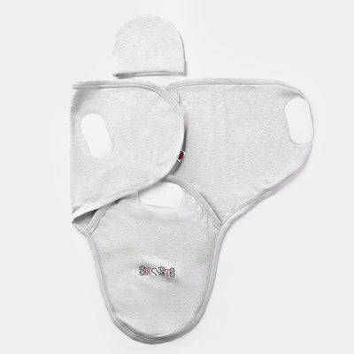 Baby Swaddle With Cap | GRAY
