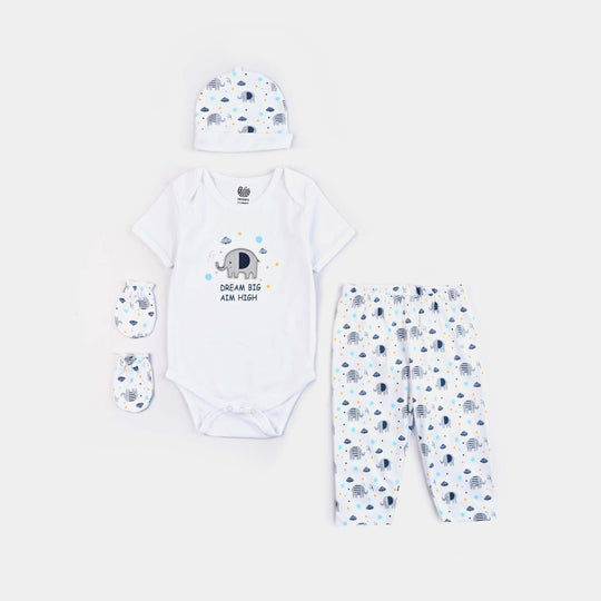 Infant Boys Cotton Interlock 4 Piece Set-S.White