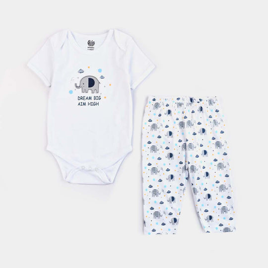 Infant Boys Cotton Interlock 4 Piece Set-S.White