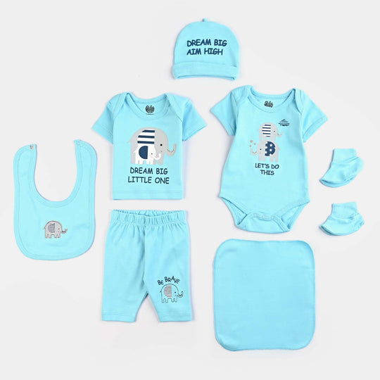 Infant Boys Cotton Interlock 7 Piece Set Elephants-T.Breeze