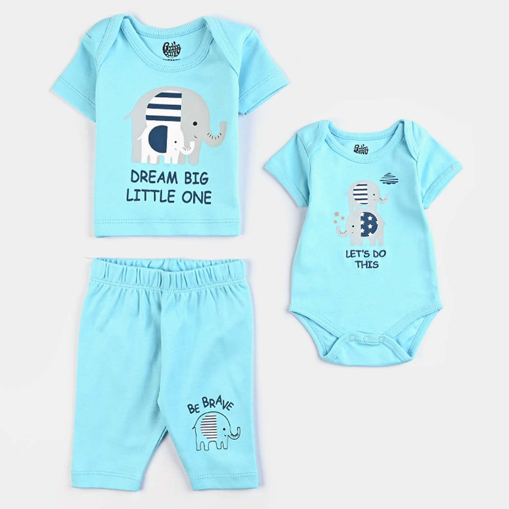 Infant Boys Cotton Interlock 7 Piece Set Elephants-T.Breeze