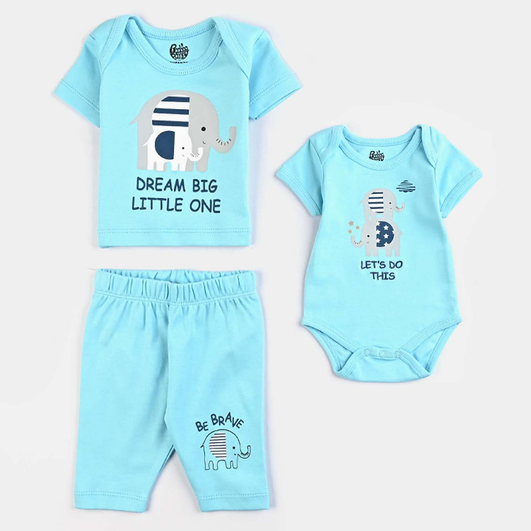 Infant Boys Cotton Interlock 7 Piece Set Elephants-T.Breeze