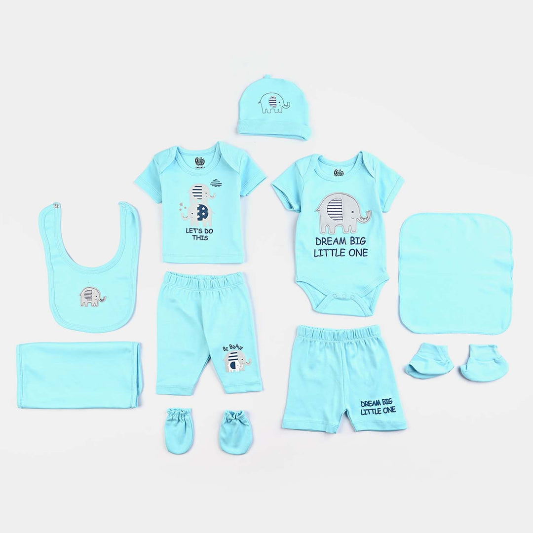 Infant Boys Cotton Interlock 10 Piece Set Elephants-T. Breeze