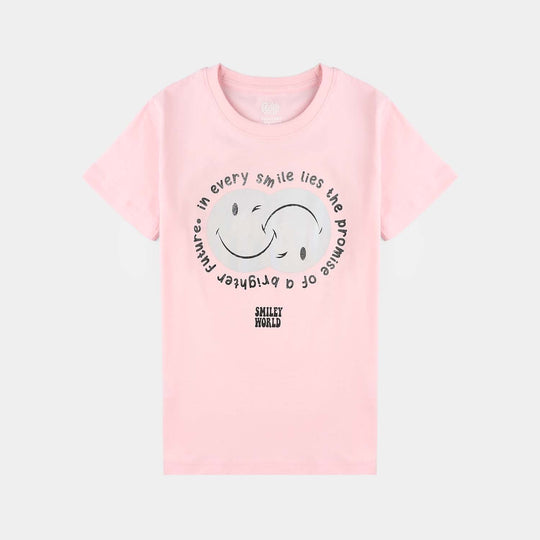 Girls Cotton Jersey T-Shirt H/S Lovely Time-Pink