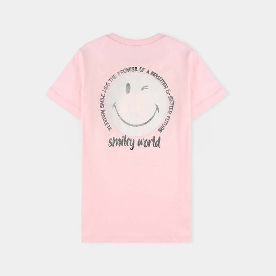 Girls Cotton Jersey T-Shirt H/S Lovely Time-Pink