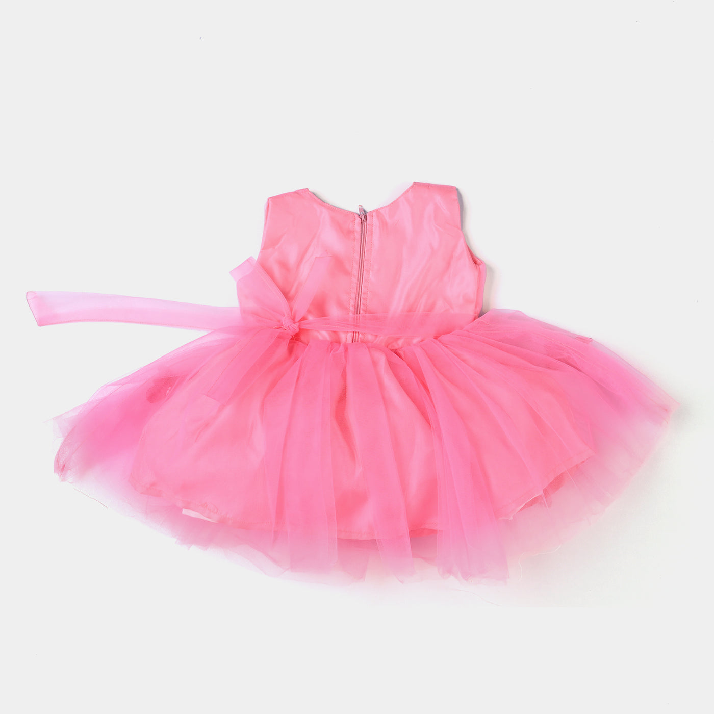 Infant Girls Fancy Frock Pleated-Pink