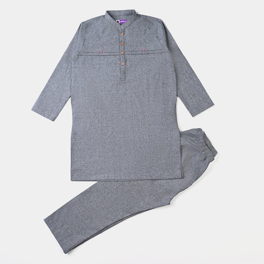 Boys Oxford Kurta Shalwar Suit -GREY