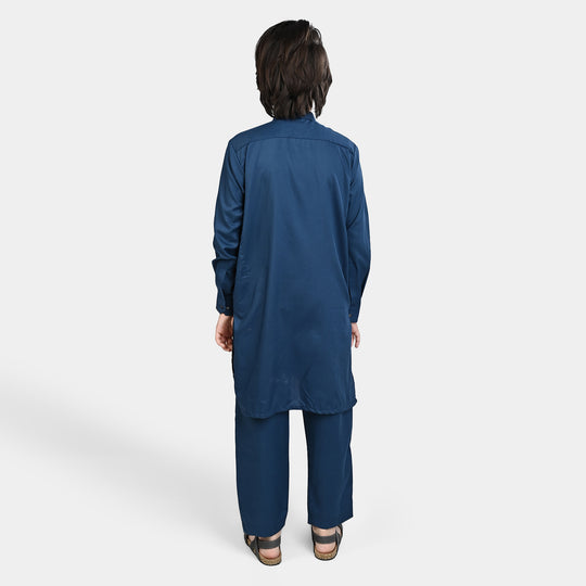 Boys Poly Viscose Shalwar Suit (Lurex Detail)-T.Blue