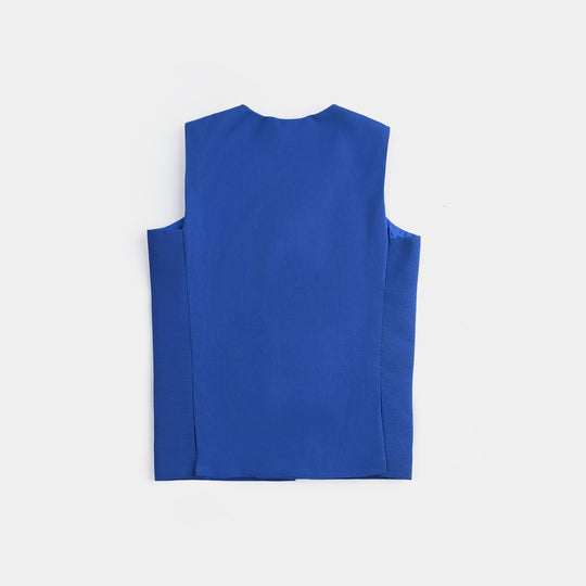 Infant Boys Cotton Poplin Waist coat (Fishes)-BLUE