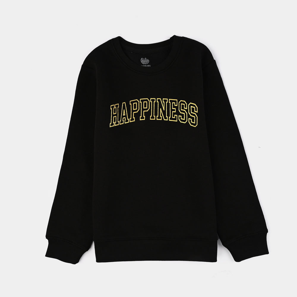 Girls Fleece 2 Piece Suit Happiness-BLACK