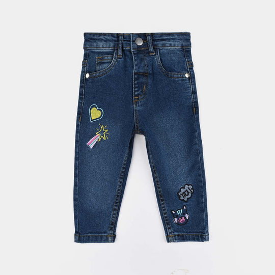 Infant Girls Denim Stretch Pant Hearts-Light Blue