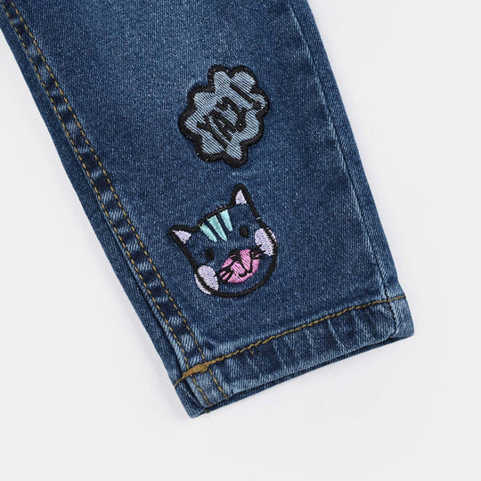 Infant Girls Denim Stretch Pant Hearts-Light Blue