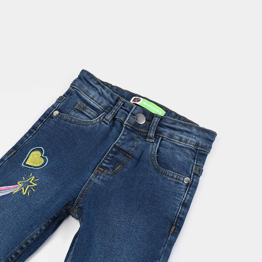 Infant Girls Denim Stretch Pant Hearts-Light Blue