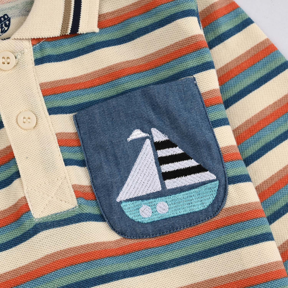 Infant Boys Jumbo Pique Polo F/S Boat-Wood.Ash