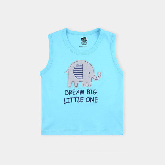 Infant Boys Cotton Interlock 3 Piece Sando Set Elephants