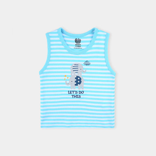 Infant Boys Cotton Interlock 3 Piece Sando Set Elephants