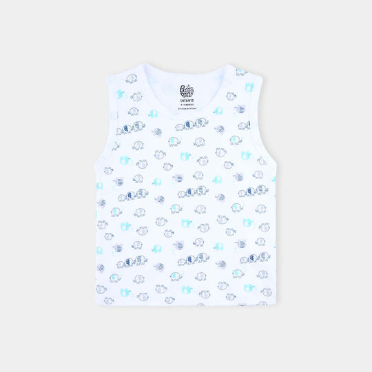 Infant Boys Cotton Interlock 3 Piece Sando Set Elephants