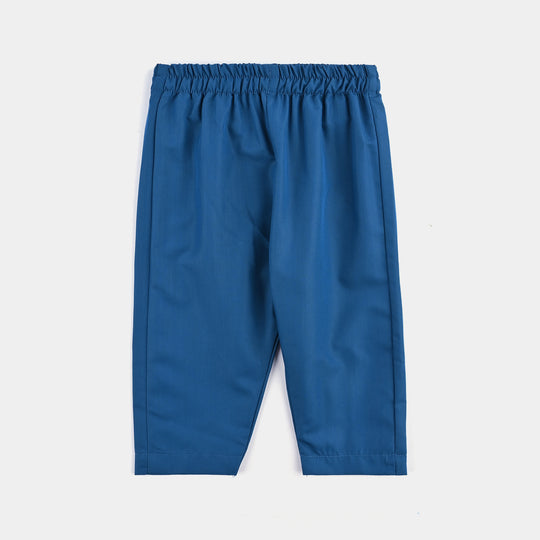 Infant Boys Poly Viscose Kurta & Pajama Suit (Monotone)-T.Blue