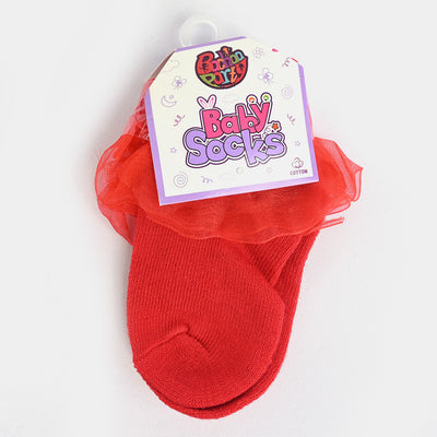 Girls Fashion Frill Socks |Red | 0-6Months