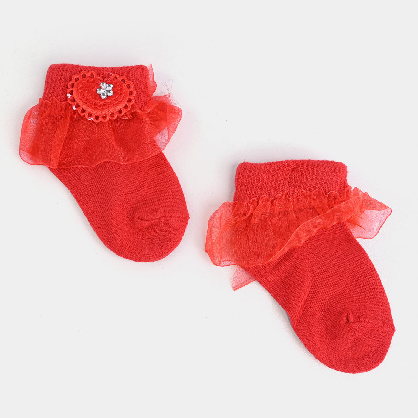 Girls Fashion Frill Socks |Red | 0-6Months