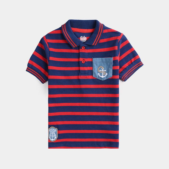 Infant Boys Jumbo Pique Polo Sailor-Navy/Red