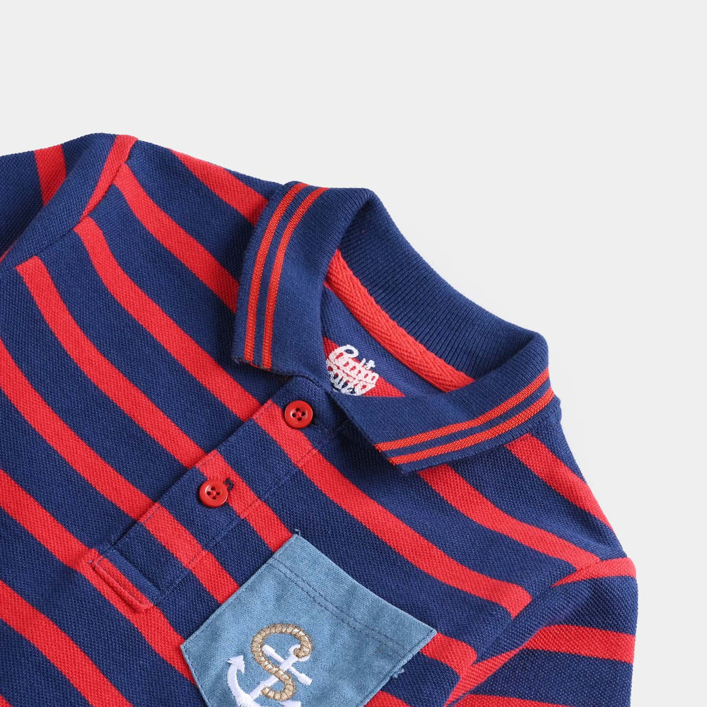 Infant Boys Jumbo Pique Polo Sailor-Navy/Red