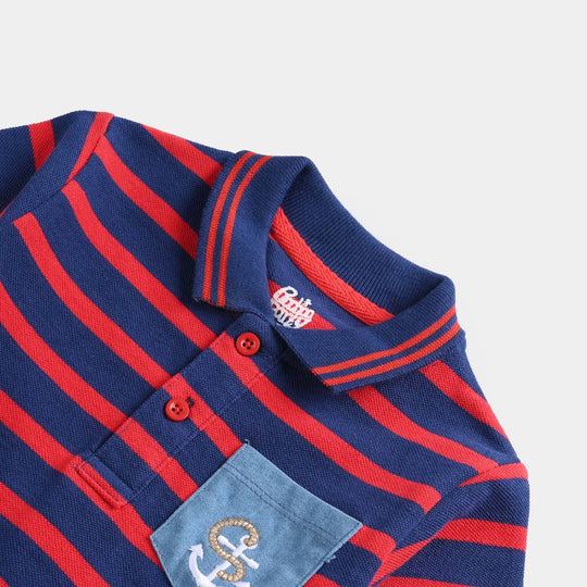 Infant Boys Jumbo Pique Polo Sailor-Navy/Red