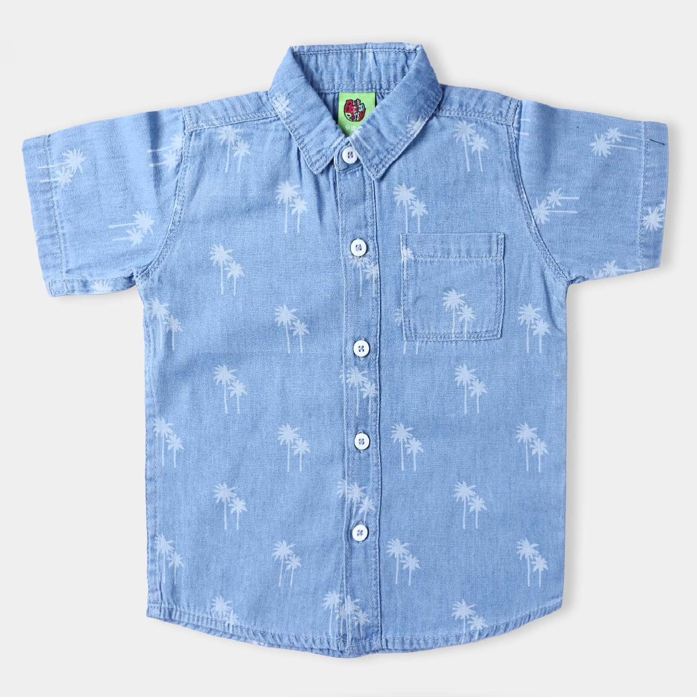 Infant Boys Denim rigid Shirt H/S Play Discharge-LT. Blue