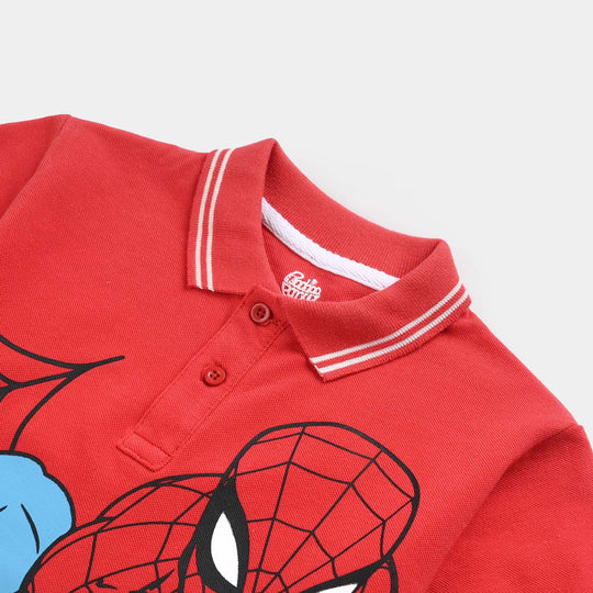 Boys Jumbo Pique Polo-HR.Red