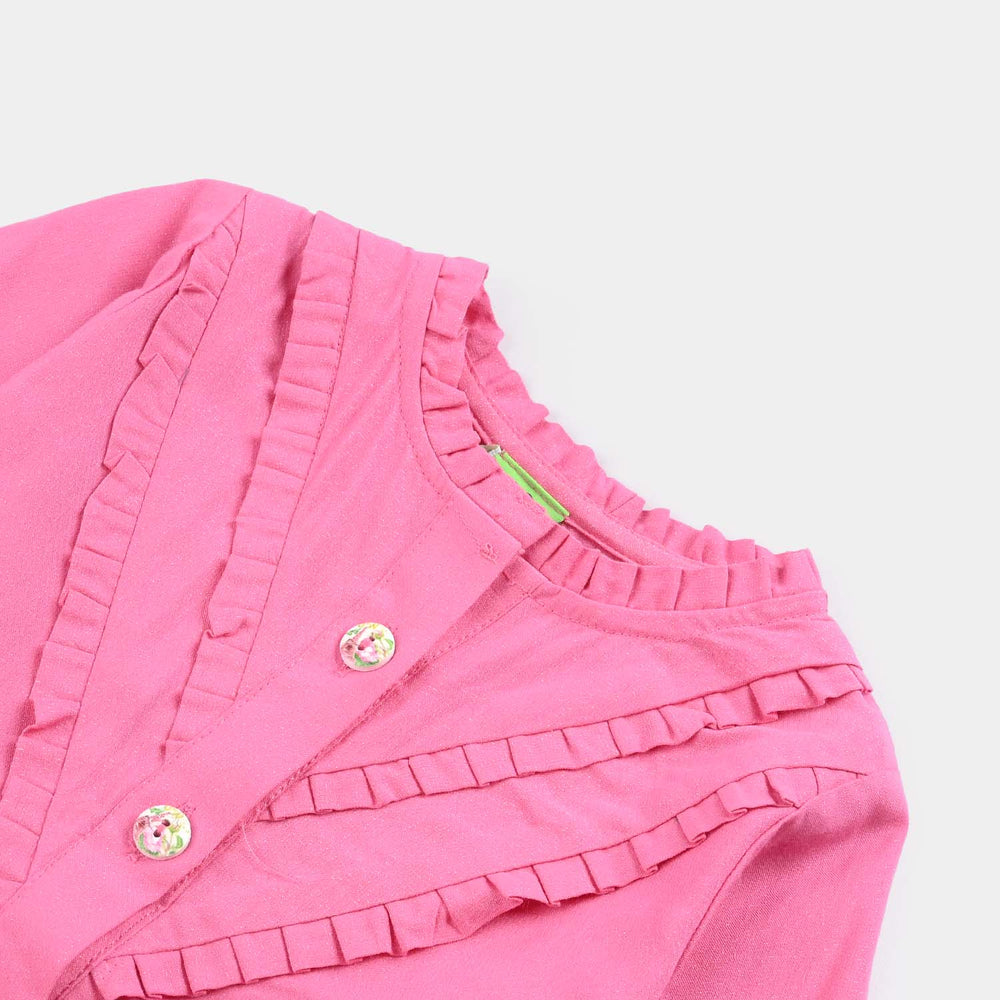 Infant Girls Poly Cotton Casual Top Glitter Pink