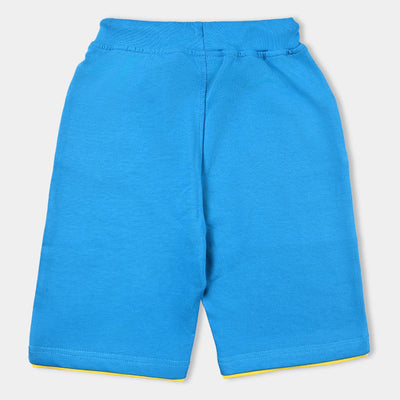 Boys Cotton Terrry Knitted Terry Short Live The Route-Methyle Blue