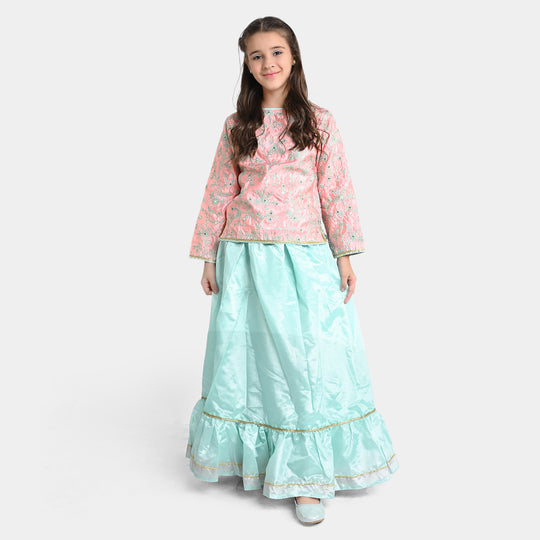 Girls Poly Satin 3 PCs Suit Shimmer-Paradise