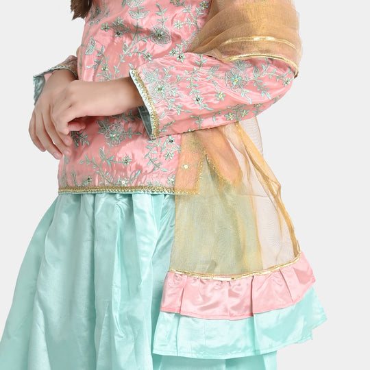 Girls Poly Satin 3 PCs Suit Shimmer-Paradise