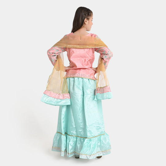 Girls Poly Satin 3 PCs Suit Shimmer-Paradise