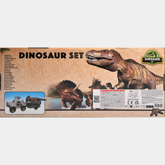 Dinosaur Playset With Jeep & Transport Trailer